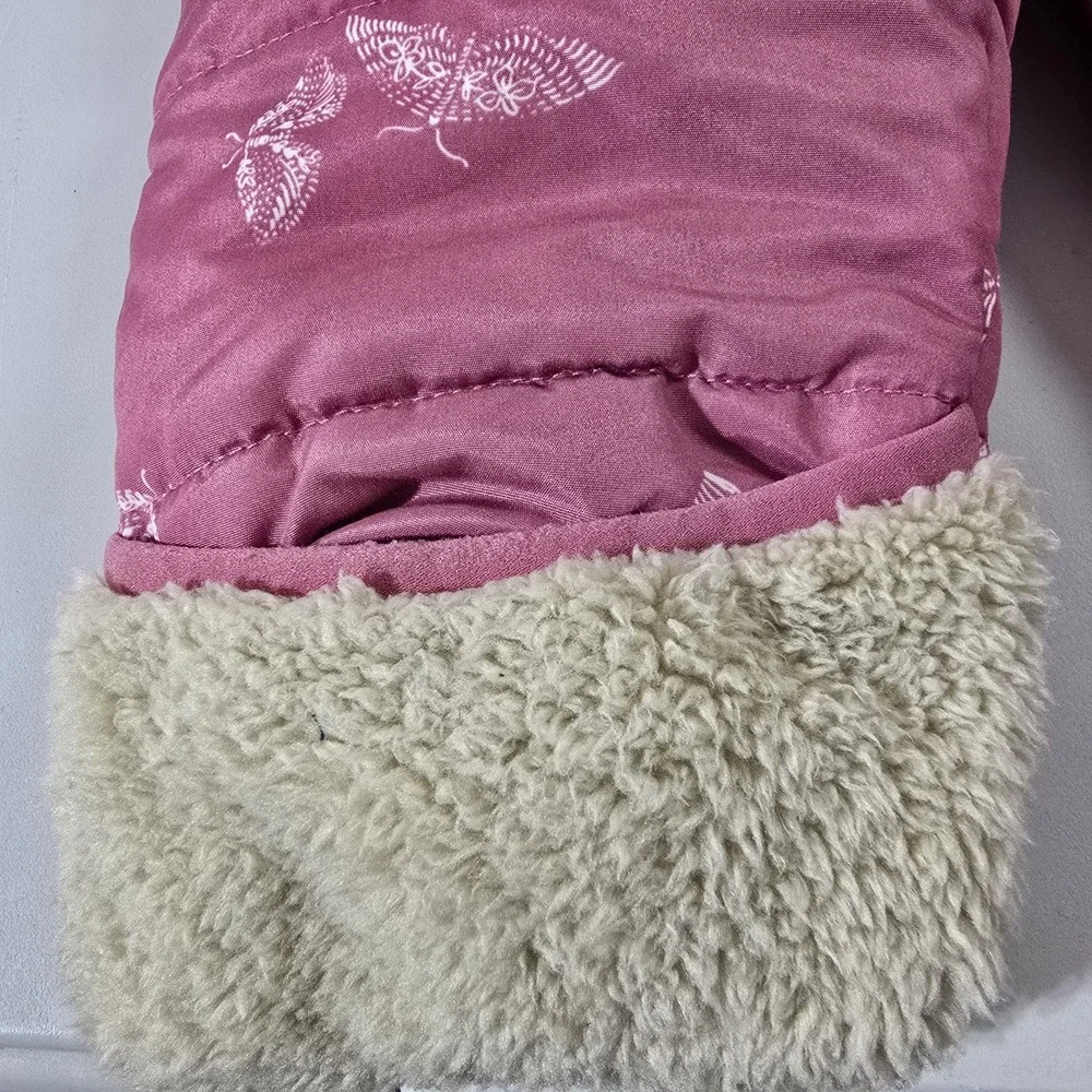 Osh‎ Kosh Bgosh Girl Snow Suit  Pink Butterfly Hand & Feet Covers Sz 6-9 Months